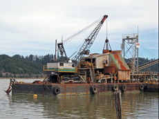 Barge with crane